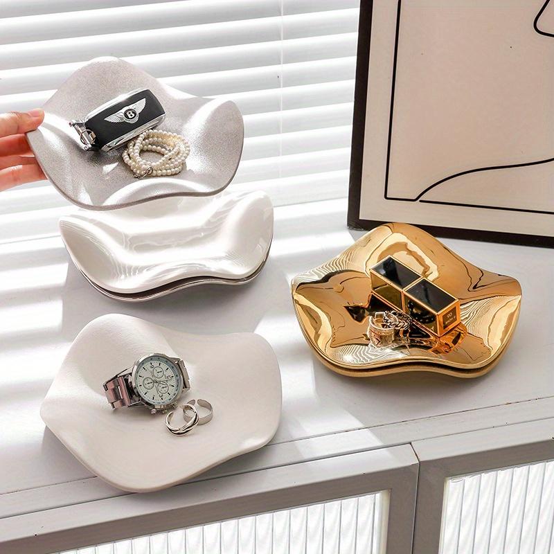 Ceramic Jewelry Tray - Unique Flower Design Storage Display Plate for Accessories, Artistic Home Decor, Jewelry Trays