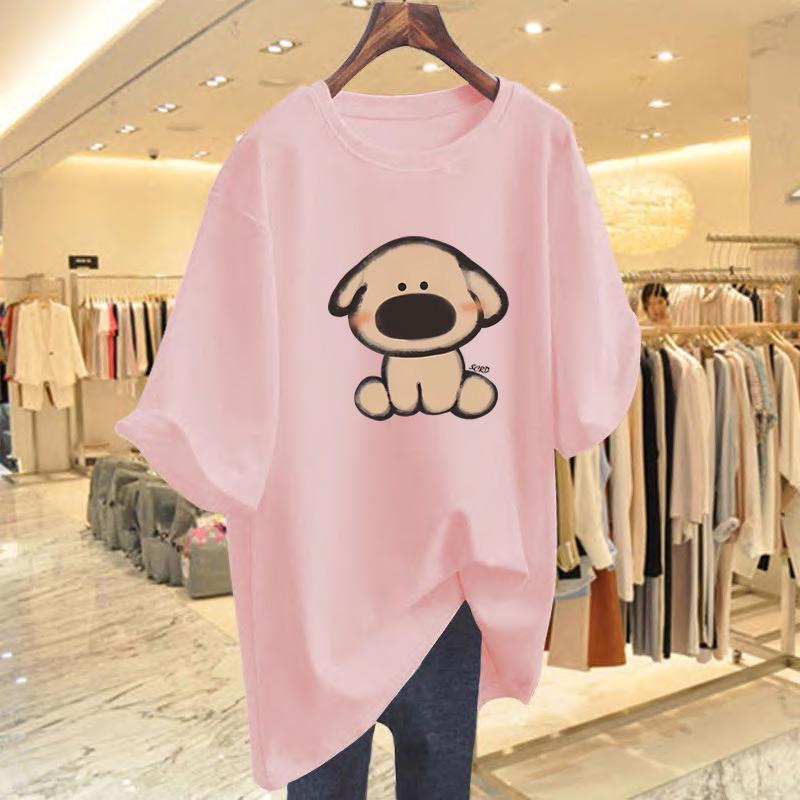 2025 Summer Korean Style Versatile Pure Cotton Couple T-Shirt - Women's Crew Neck Casual Loose Fit, Short Sleeve