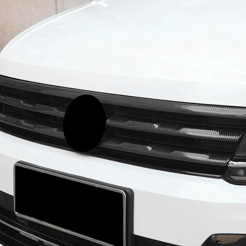 For Tiguan MK2 2016- Glossy Black Front Bumper Mesh Center Grille Grill Styling Mouldings Strips Cover Trim