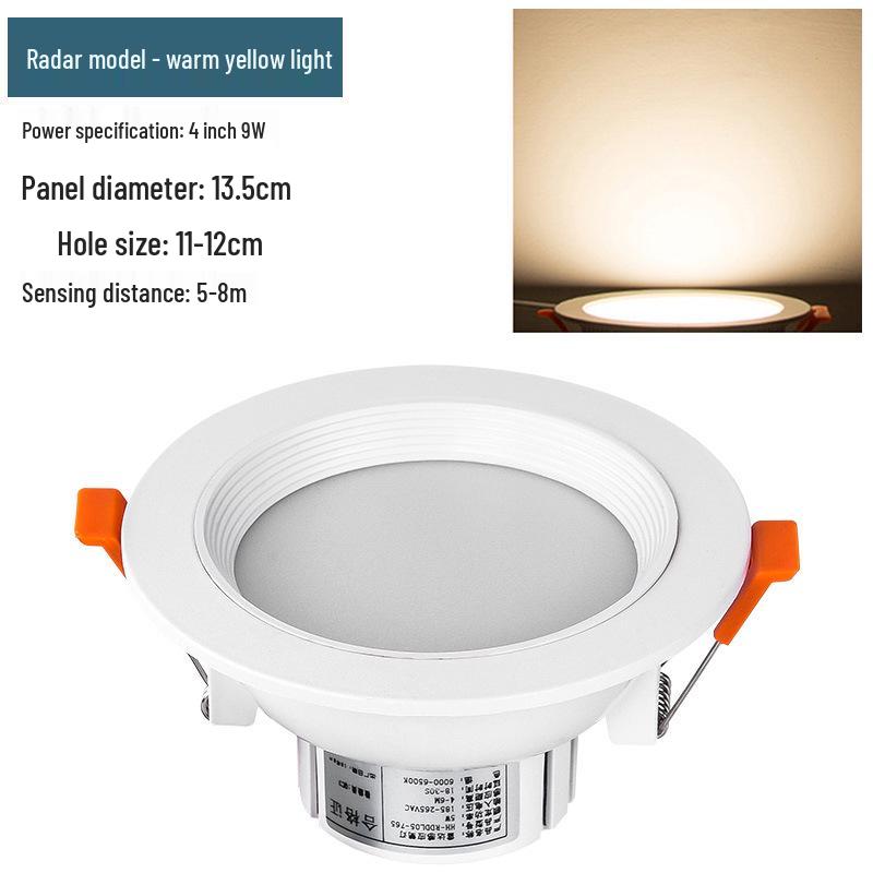 Infrared Motion Sensor Recessed Downlight with Sound Control, 3-inch Ceiling, 4-inch Cut-out Spotlight for Aisles.