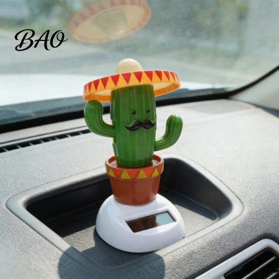 Jouet de Voiture Solaire Cactus Danseur Ornement, Figurine Décorative Amusante pour Intérieur Automobile, Animé Oscillant pour Véhicules, Décoration de Maison Style Tropical