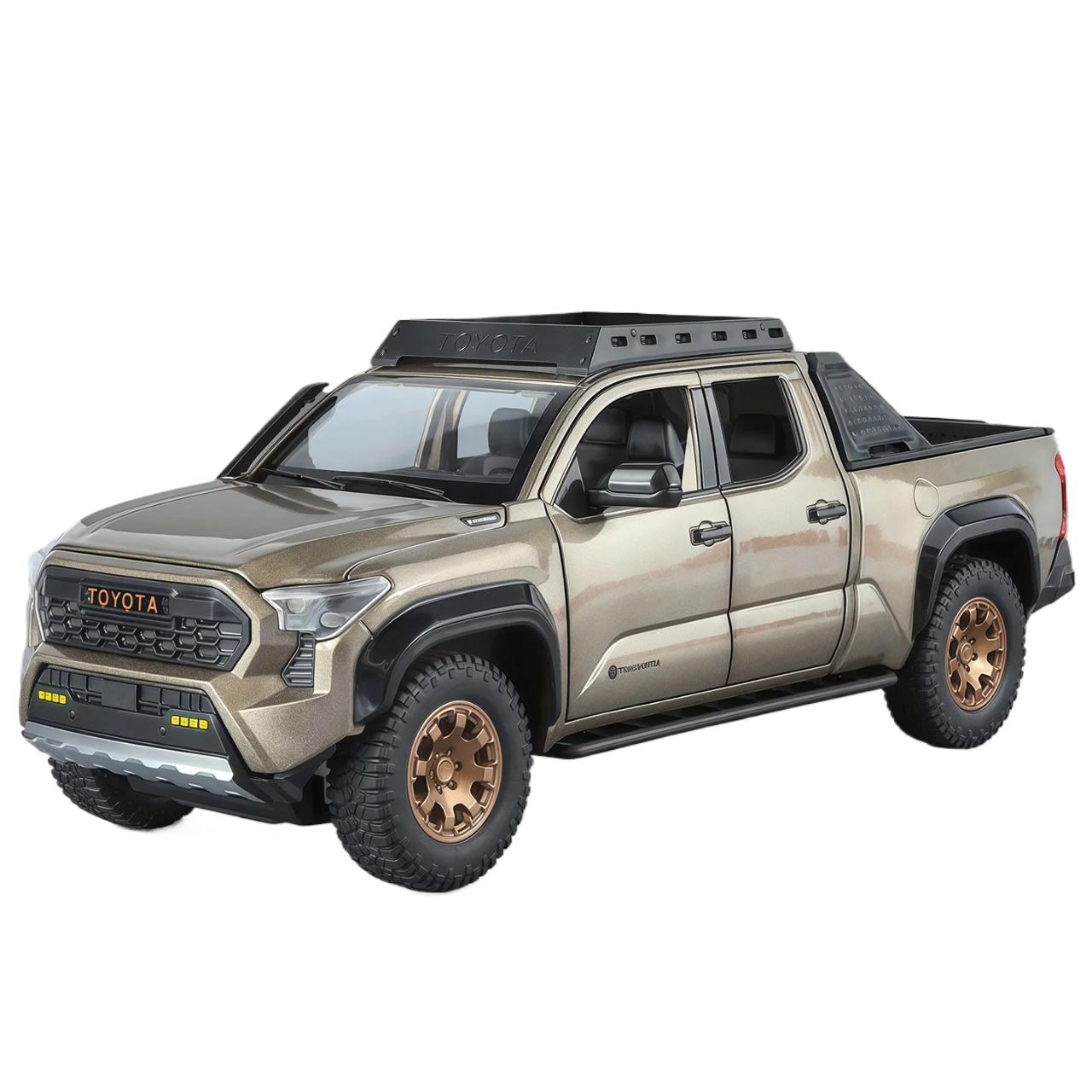 

1/24 TOYOTA Tacoma Pickup Alloy Car Model Diecast Metal Off-Road Vehicles Car Model Sound and Light Simulation Children Toy Gift коричневый