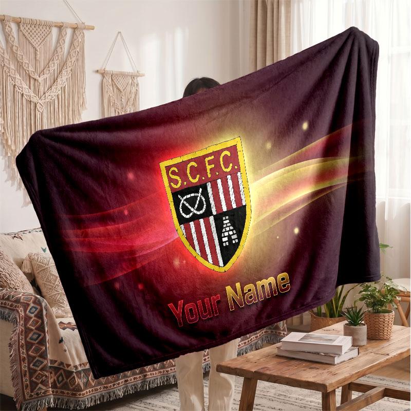 Coperta in Pile Personalizzata Sunderland FC con Logo Calcio, Testo Nome Personalizzato Morbida Calda Coperta da Divano per la Casa
