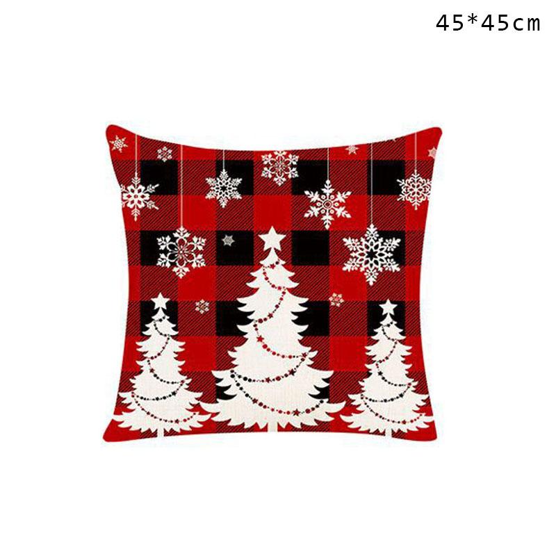 45Cm Christmas Cushion Cover New Year Decor England Plaid Style Seat Pillowcase Car Pillowcase Merry Christmas Decor Home
