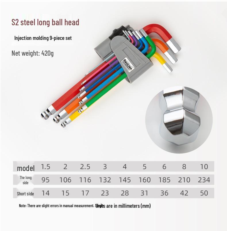 Colored Hex Key Set with Multifunctional 6-Point Screwdriver