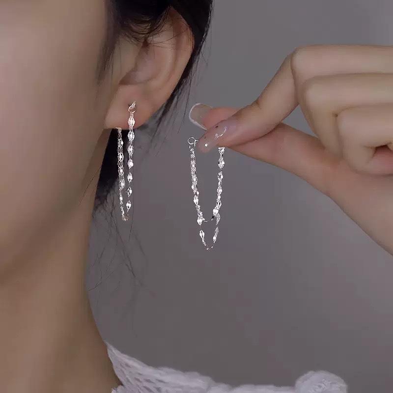 1 Pair Chain Pin Earrings Creative Pin Chain Tassel Drop Earrings for Women Funny Pop Punk Hip Hop Earrings Women Jewelry