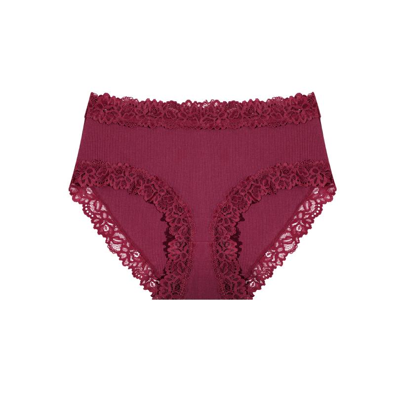 1pcs Women's High Waisted Plus Size Lace Spliced Cotton Underwear, Full Coverage Fashionable, Breathable, Soft and Comfortable Women's Underwear
