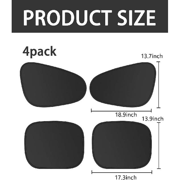 4-Pack Car Window Shades – Static Cling Side Window Covers | Solar Light Filtering, Automobile Sunshade Set for SUVs, Trucks & Sedans