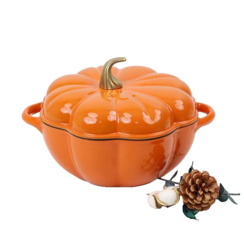 Pumpkin Shaped Cast Iron Enamel Pot