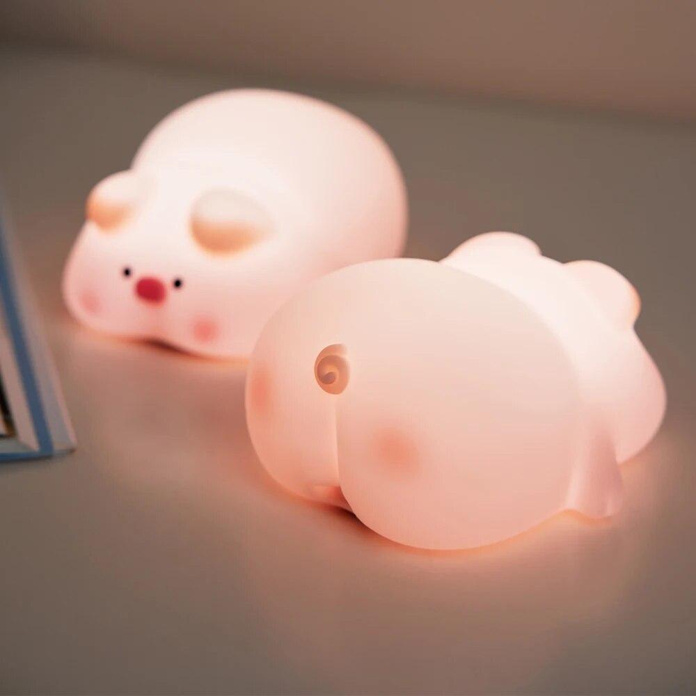 

Touch Sensor Silicone LED Lamp Cute Little Piggy USB Rechargeable Nightlight Dimmable Mood Light for Bedroom Decor Birthday Gift