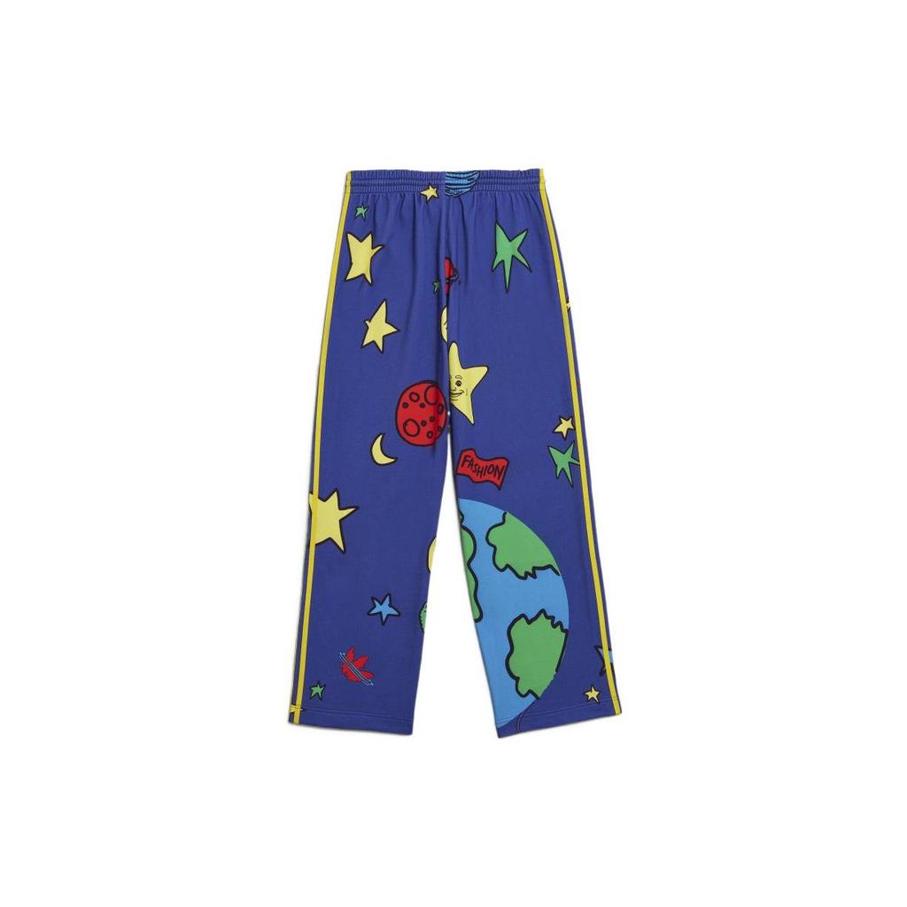 Adidas Originals Space Print Lace-Up Straight Loose Knit Sweatpants Men Bottoms Blue HN9053