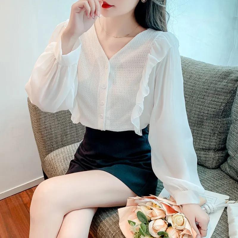 Women's Spring Solid Color Sweet French Top Daily Pretty Temperament Blouse