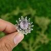 African Amethyst Gemstone 925 Silver Promise Statement Handmade New Flower Ring