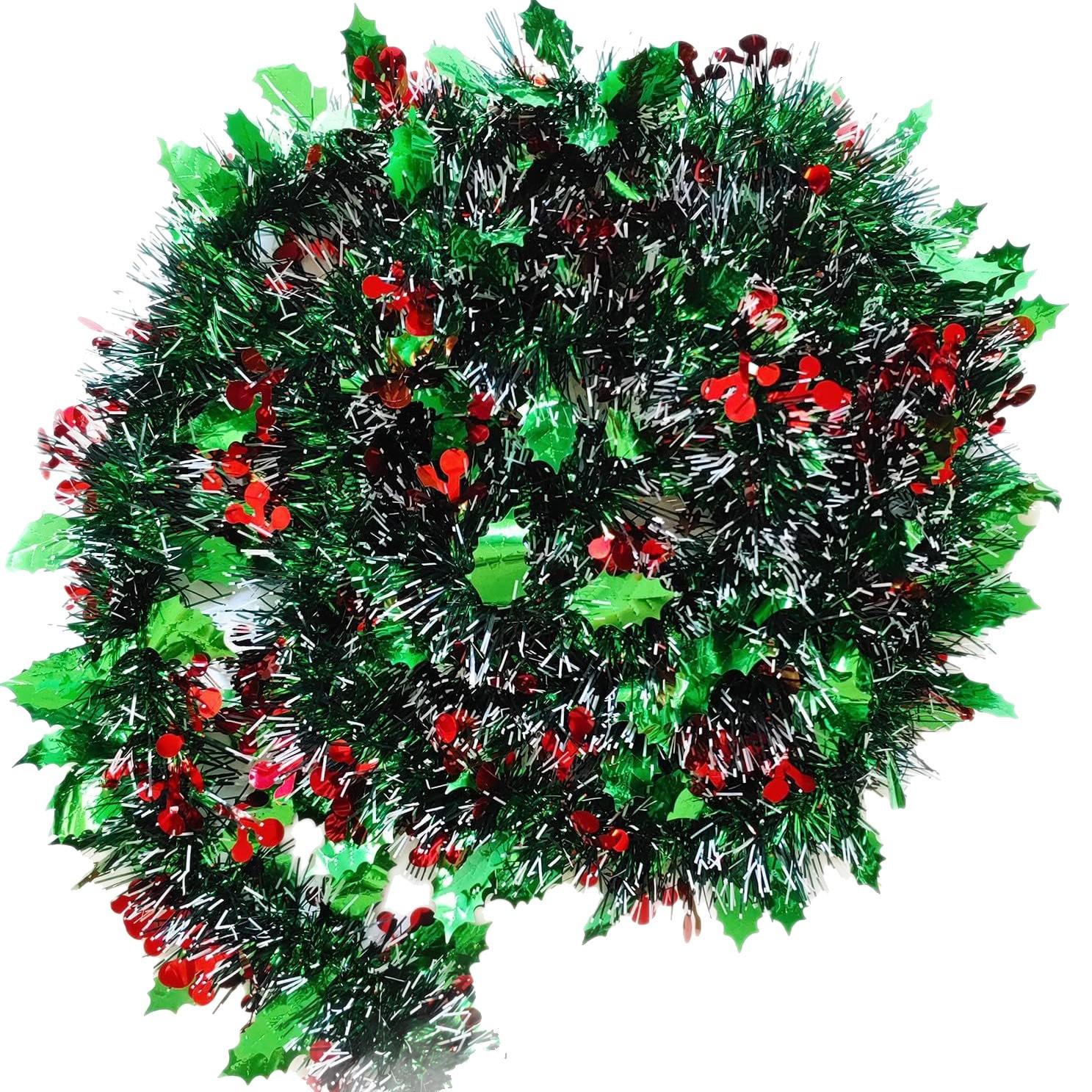 

2M Christmas Green Ribbon with Red Berry Christmas Tree Hanging Garlands DIY Wedding New Year Home Decorative Ornaments 2M зелёный