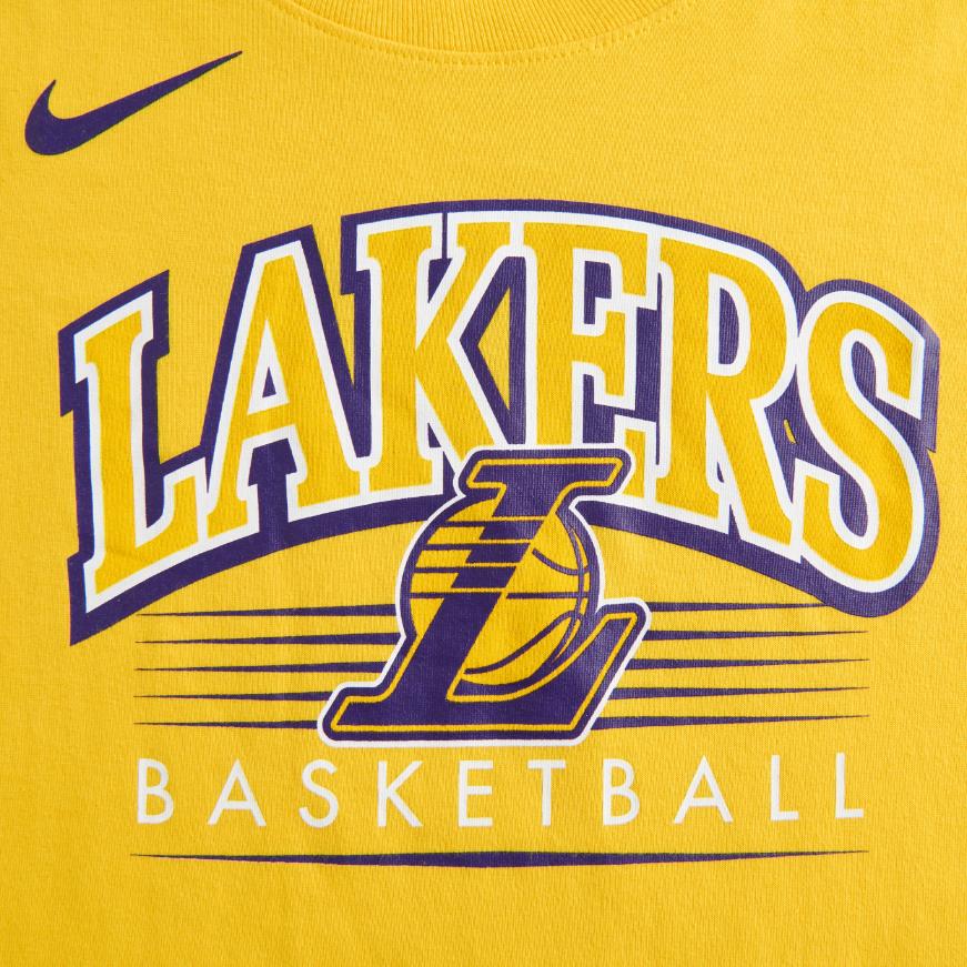 Nike NBA Collaboration Los Angeles Lakers Dri-Fit T-Shirt SS25 Casual Crew Neck Short Sleeve Kids Tops Yellow 3Z2B7BAYX-LAK