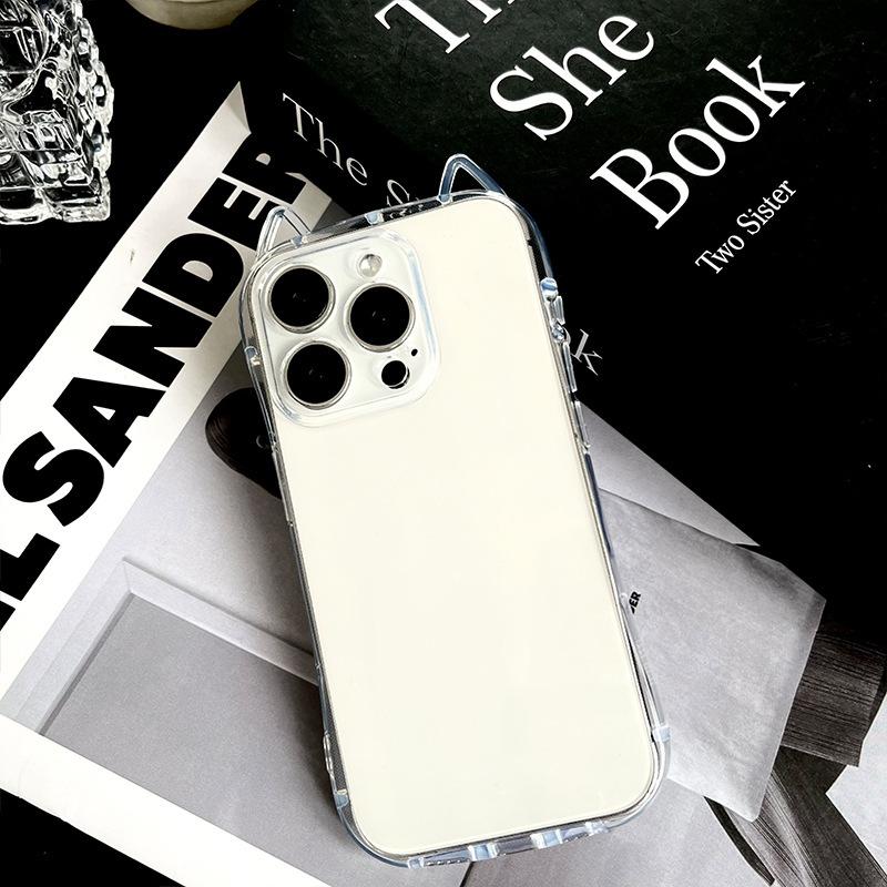 Shockproof Airbag Phone Case Cat Ears For iPhone 17 Air 16 Plus 15 14 13 12 11 Pro Max X XS XR 7 8 SE 2022 2020 Transparent Protective Cover For Women