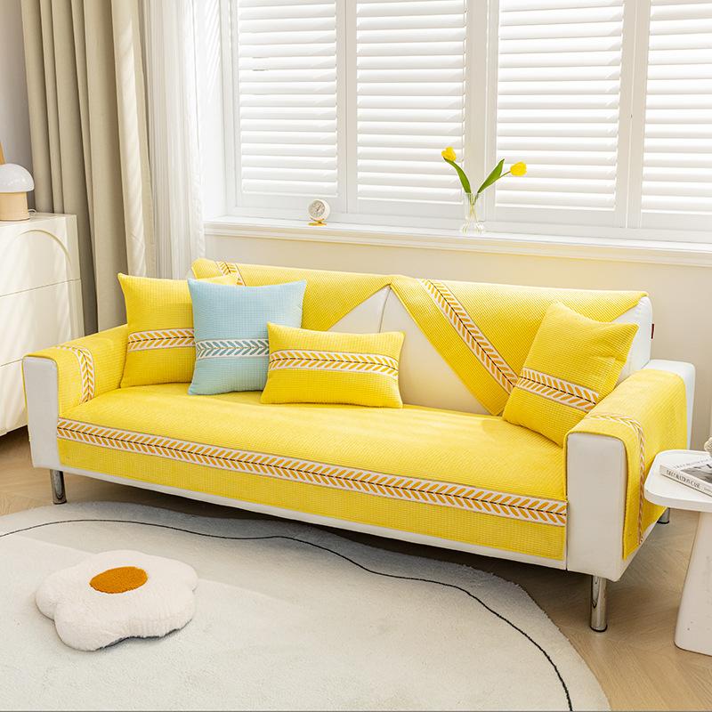 Sofa Cushion Simple Modern Leather Sofa Cover Non-Slip Cushion Warm Autumn and Winter Sofa Cover Cover Towel