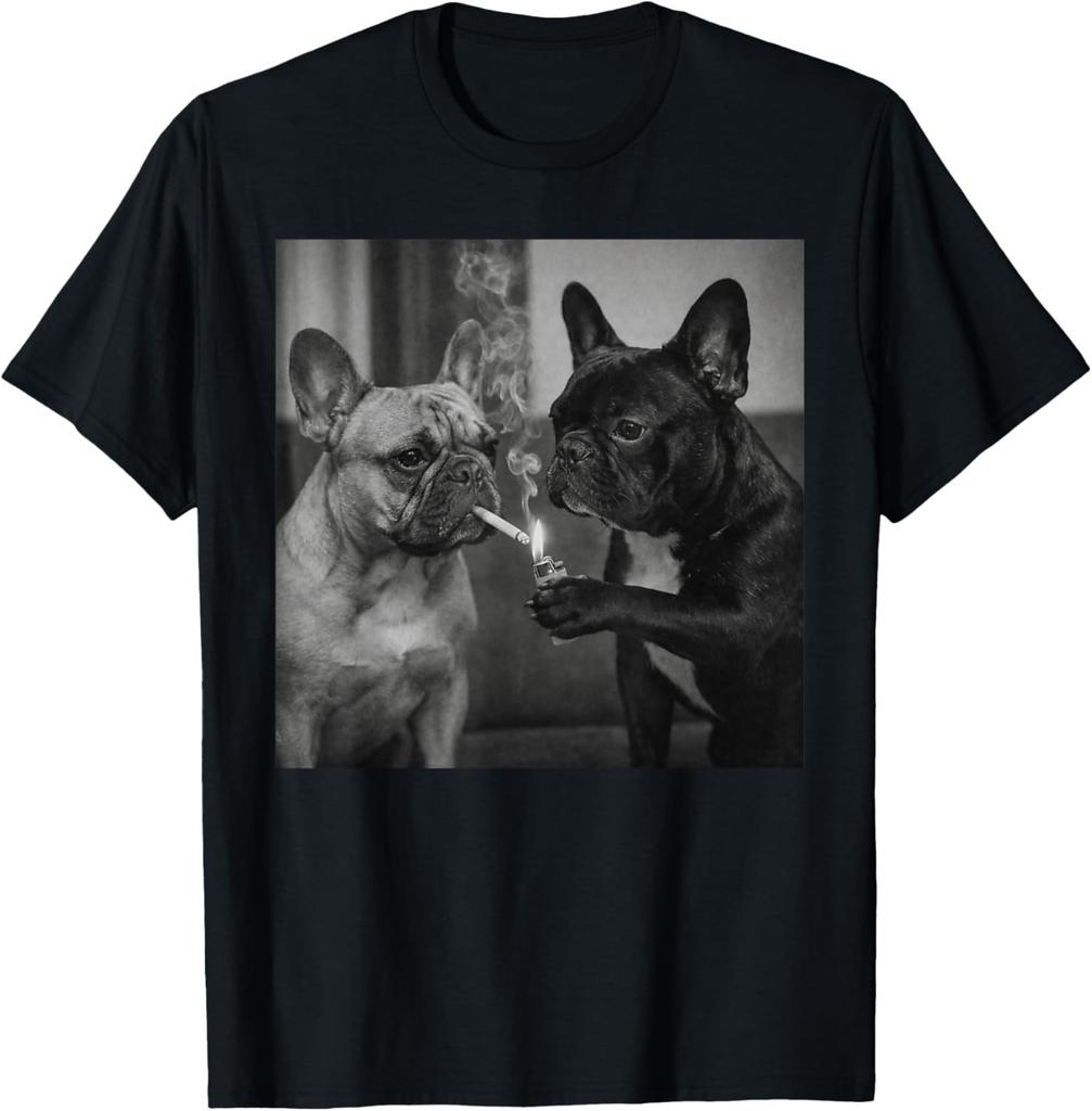Frenchie Buddies Funny French Bulldog Smoking Cigarette Meme unisex T-Shirt