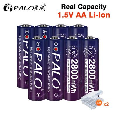 PALO AA Li-Ionen-Akku HR6 2800 mWh 1,5 V AA Lithium-Ionen-Batterien 2AAA Batterie für MP4-Maus