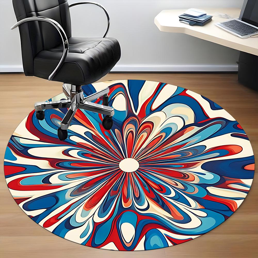 1pc Floral Abstract Office Round Area Rug, Indoor Mat Suitable For Office, Under Office Chairs Bedroom Living Room Home Decor, Room Deco