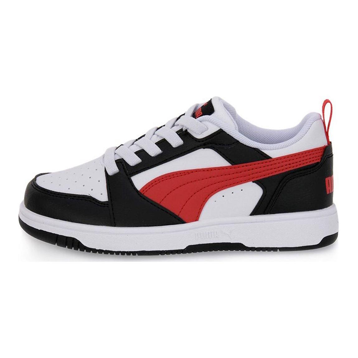 

Puma Rebound V6 Low Ac Ps Удобные детские кроссовки с низким верхом для катания на скейтборде Детские кроссовки Белый Черный 396742-04 28
