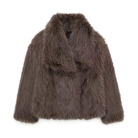 Women's Faux Fur Fuzzy Coat Casual Fluffy Long Sleeve Lapel Shaggy Jacket Winter Furry Open Front Short Coat