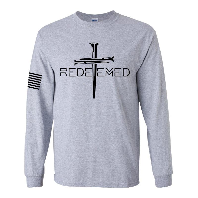 Redeemed Cross Nails Men's American Sleeve T-Shirt Graphic T-Shirt