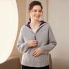 2024 Autumn/Winter Women's Thick Cashmere Knit Cardigan, Long Sleeve Loose-Fit Color Block Hoodie - Versatile and Warm.