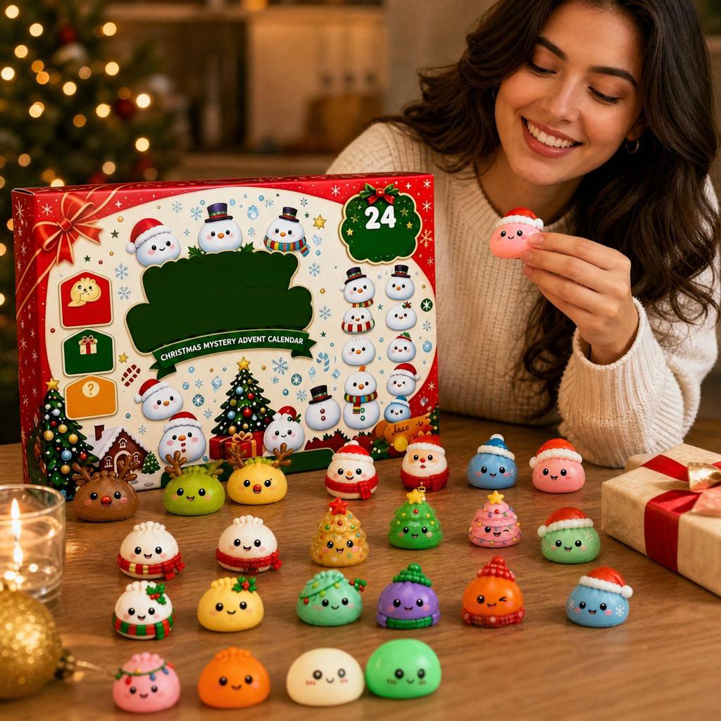3D-Adventskalender-Spielzeug für die Weihnachtszeit - Niedlich und Weich für Kinder, Lustiges Set