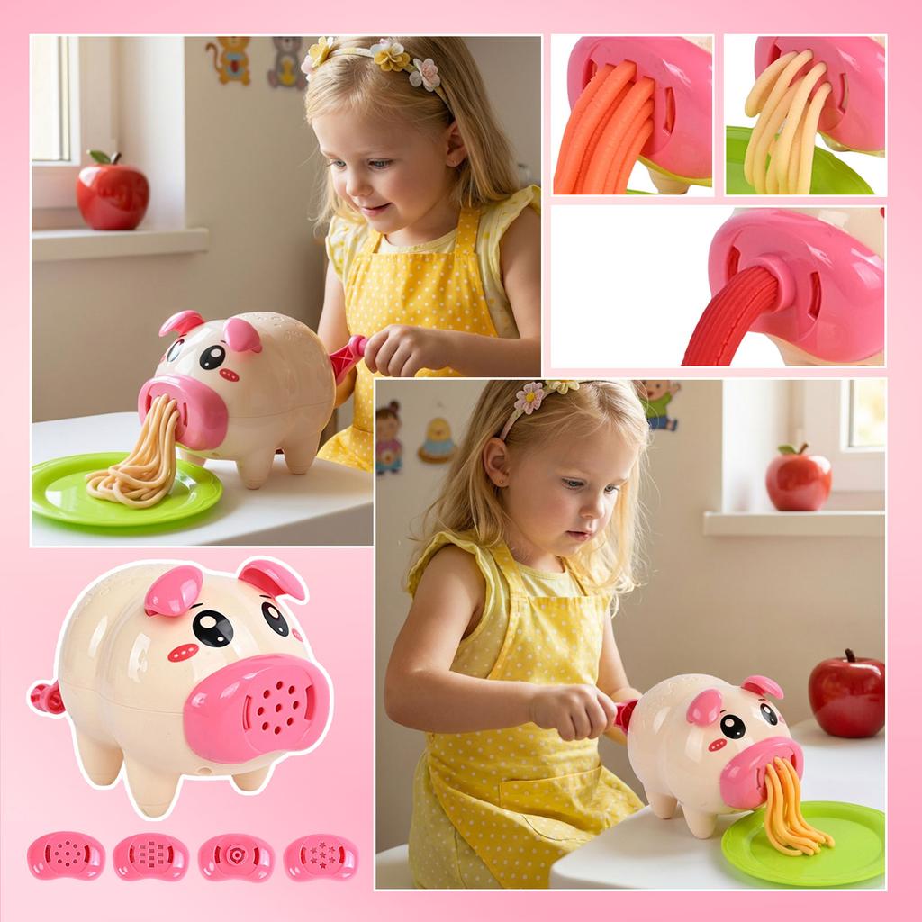 Children's Toy Simulated Cute Pig Noodle Machine Pretend Play Toy Tool Mold Accessories