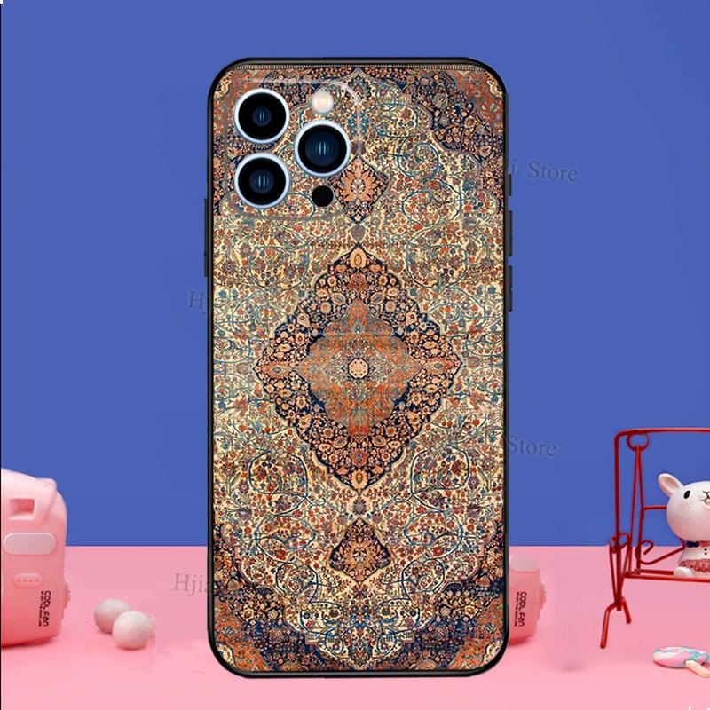 Persian Carpet Floral Pattern Phone Case For iPhone 16 15 12 13 Mini 11 14 Pro XS Max Plus X XR Silicone Cover