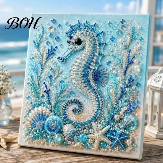 Warstwowe 3D Muszelki Rzemiosło Żółw Morski Ośmiornica DIY Zestaw do Malowania Perełkami, Motyw Oceaniczny Diamond Art Zestaw Projektów Anty-stresowych dla Dorosłych Początkujących,