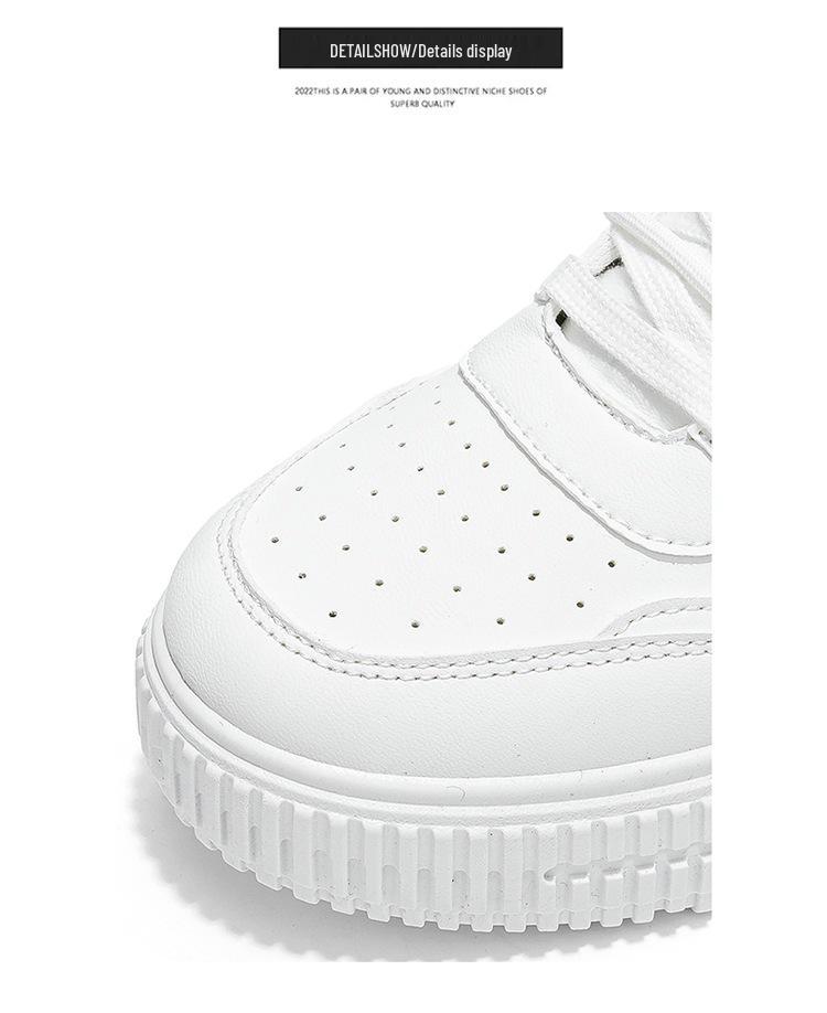 High-Top Comic Con Weiße Schuhe mit 10cm Innenhöhenerhöhung, 12cm Dicke Sohle - Trendige Koreanische Style Freizeit Sport Board Sneaker