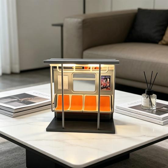 NYC Metro Train Lamp Decorative Underground Train Night Light Warm Glow Desktop Lamp for Kids Bedroom Ambient Lighting