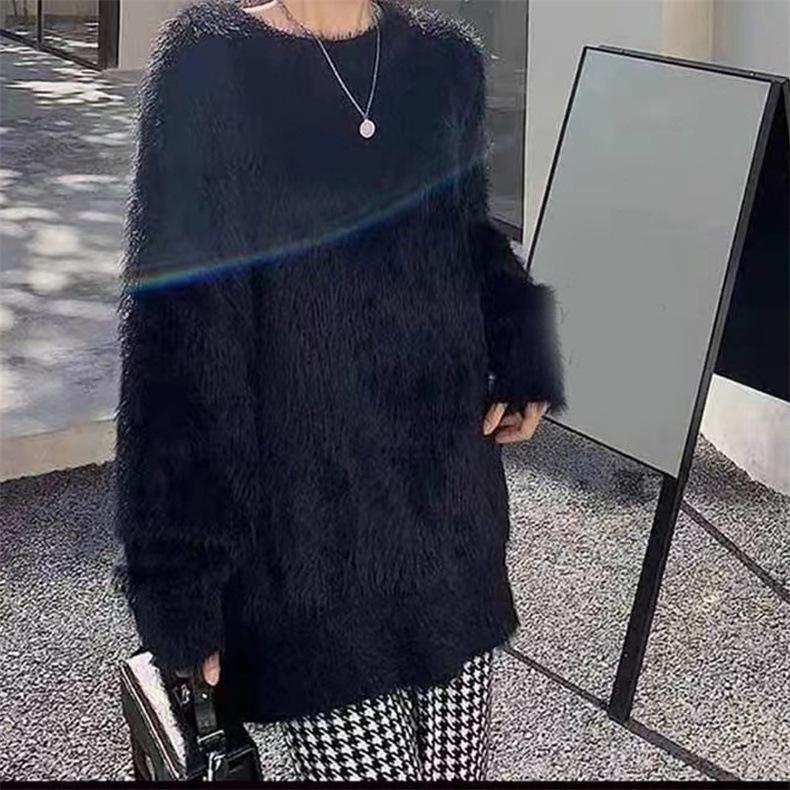 Women's Korean Style Loose Mink Cashmere Pullover Sweater - Candy Color, Thickened, Autumn/Winter Knit