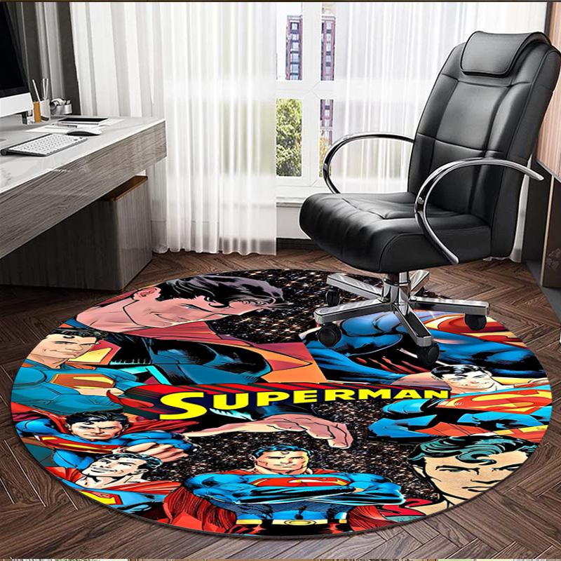 Superman Print Round Rug, Washable Floor Carpet, For Entryway Dorm Laundry Room Office Study, Home Decor Birthday Christmas Gift