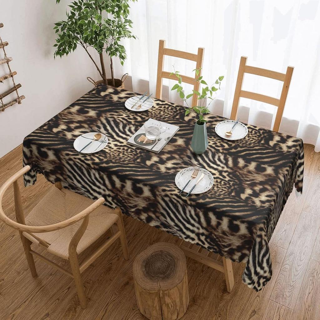 Leopard Zebra Print Rectangle Tablecloth for Table Decor Washable Farmhouse Kitchen Dining Table Runner Wedding Decorations