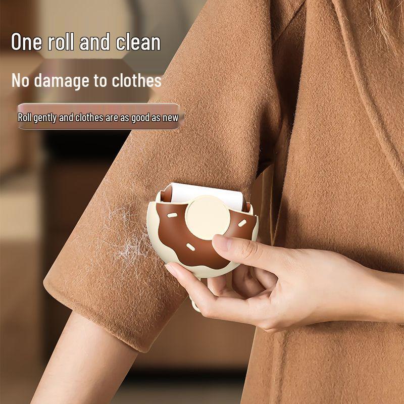 Compact Cute Donut Lint Roller with Tearable Replacement Rolls for Clothes