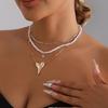 Artistic Irregular Heart Star Imitation Pearls Alloy Necklace Multi Layer Neckchain For Unique Fashion Accessories