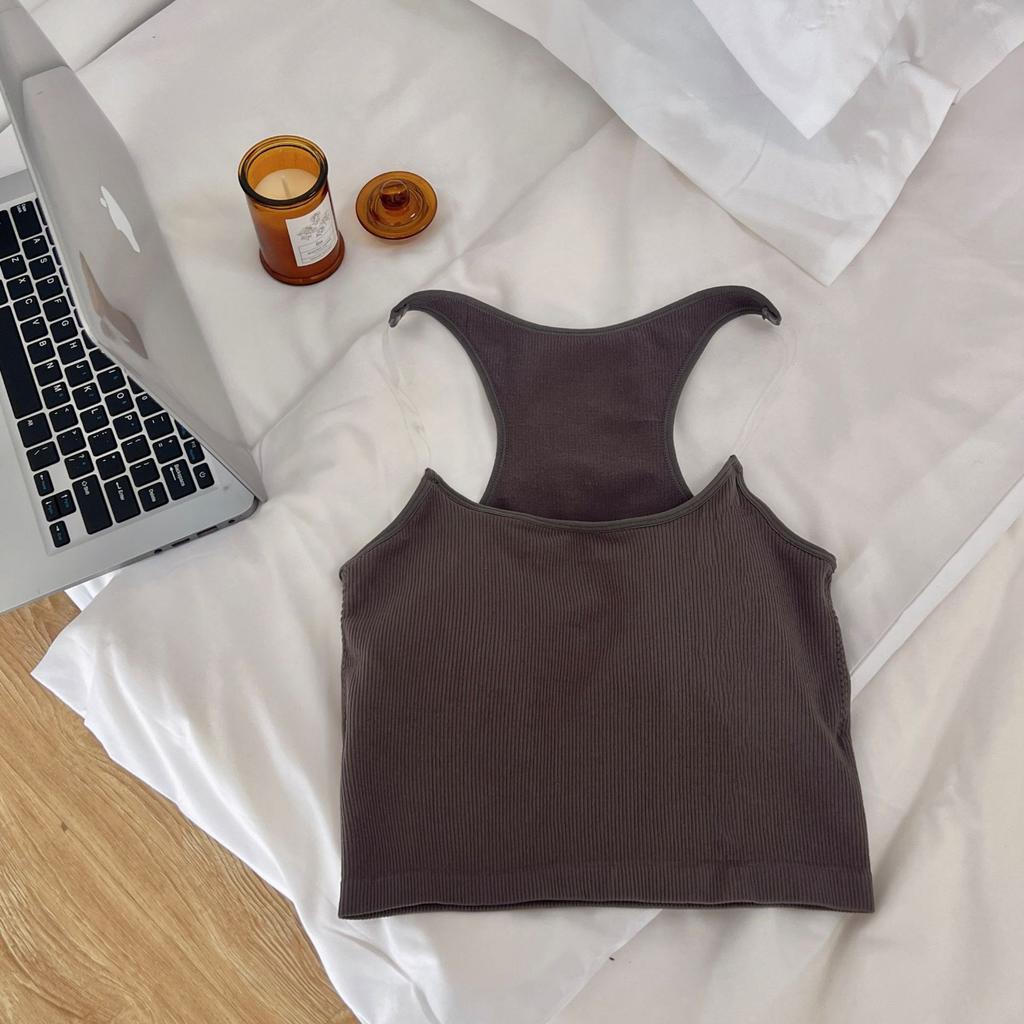 Summer Invisible Halter Square Neck Off-the-shoulder Slim-fit with Chest Pad Short with A Sexy Vest Spice Girl Top with Chest