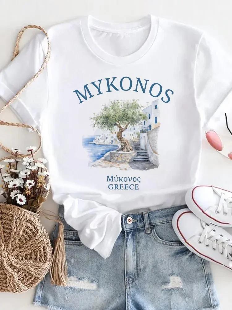 

Polyester Sleeved Beach Travel Basic Style Popular Casual Fashionable Womens Round Neck Patterned TShirt with Printed Top Tees S