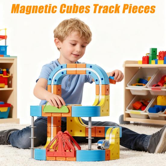 1 Set Magnetic Track Train Toy Kit Kids DIY Rail Building Gravity-Defying Electric Train Toy Toddlers Boys Girls Track Car Educational STEM