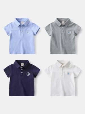 Kids' Korean Style Short Sleeve Polo - Summer Cotton T-shirt for Boys