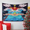 "Swimmer and Trophy in Waves Art" Pattern Wall Hanging Tapestry Decorative Tapestry Home Decor for Bedroom and Living Room