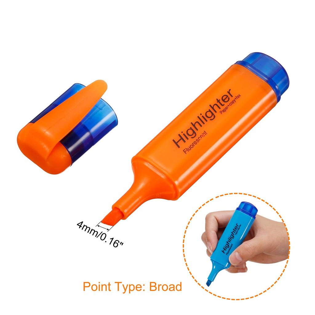 PATIKIL Highlighter Broad Tip Marker Pens for and Everyday Orange Pens, 4-Piece Water-Based Office, Home, Use,