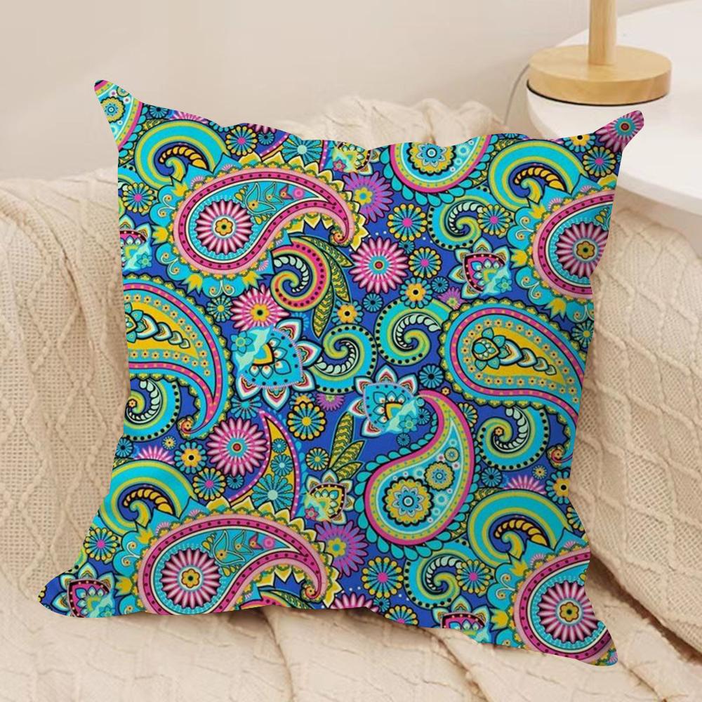 Painted Designp-Paisleys Cushion Cover Soft Plush Fabric Double-Sided Printed Sofa Cushion Cover For All Seasons Home Decor Gift