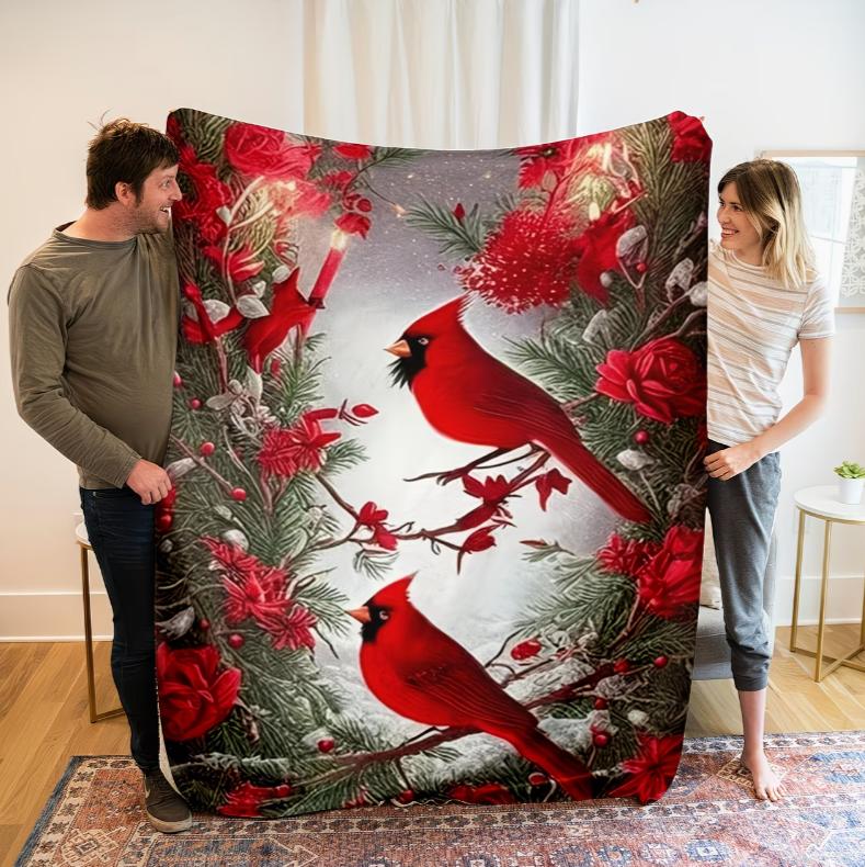 Cute Red Bird Flannel Blanket Perfect for The Office Napping or Keeping Warm in The Dormitory Suitable for And Air Conditioning