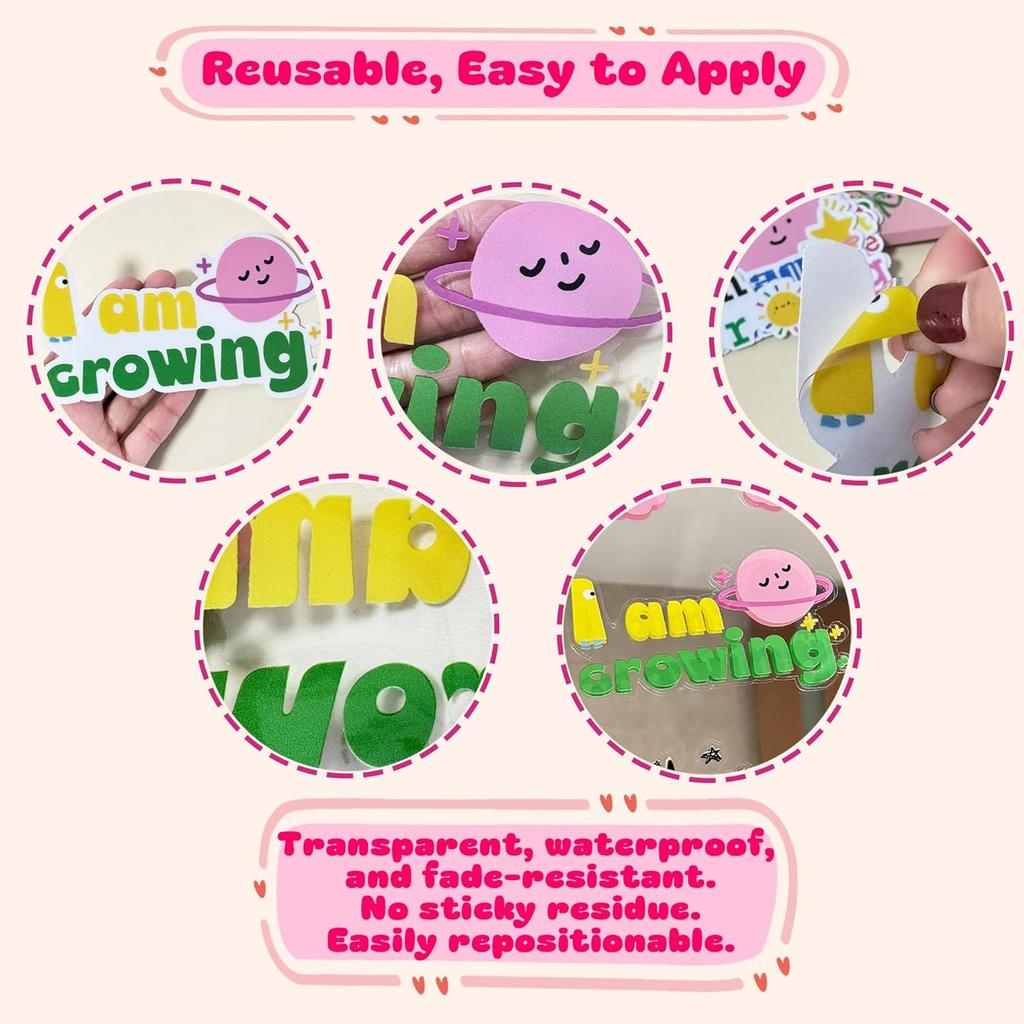 11 Positive Affirmation Mirror Stickers | Reble Static Decals with Motivational Quotes | Teen Girl Gift for Pirational Bathroom Mirror & Window Decor