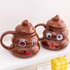 500Ml Funny Poop Cup Novelty Ceramic Cup With Lid Brown Poop Shaped Coffee Cup Hilarious Drinkware Cup Ideal Gifts For Friends