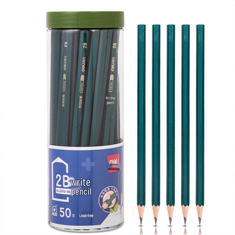 Deli 2B Wooden Writing Pencils, 50-Count Bucket